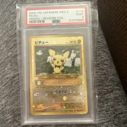 2000 POKEMON JPN NEO 2 PROMO REVERSE FOIL #172 PICHU PSA 9 - Image 1