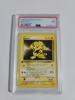 Pokemon TCG - French Electabuzz / Elektek Base Set 1st Edition Rare - PSA 8 - Image 1