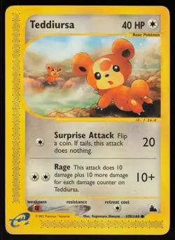 Pokemon Teddiursa Common Normal Skyridge 109/144 LP - Image 1