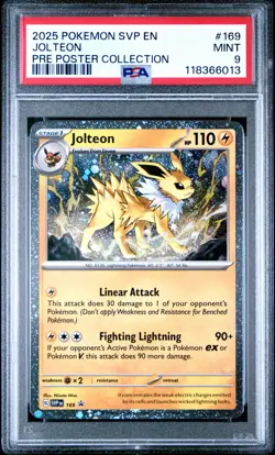2025 Pokemon Svp En-Sv Black Star Promo #169 Jolteon Pre Poster Collection PSA 9 - Image 1