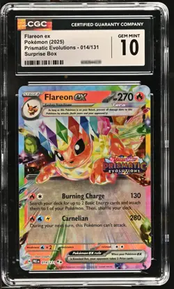 Pokemon GRADED 2025 Flareon ex Prismatic Evolutions Stamped CGC 10 English - Image 1