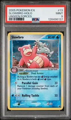 2005 POKEMON EX UNSEEN FORCES #13 SLOWBRO-HOLO PSA 9 - Image 1