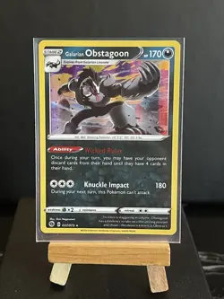 Pokemon Card Galarian Obstagoon 037/073 Champions Path Holo Rare N/M Pack Fresh - Image 1