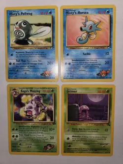 Pokemon Card LOT NM - Misty's Poliwag / Horsea - Koga's Weezing 50/132 / Grimer - Image 1