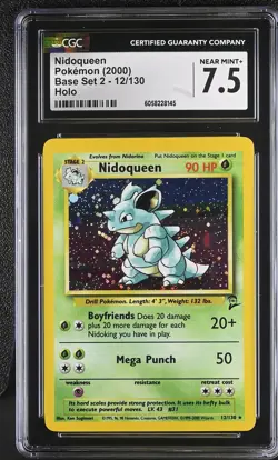 Pokemon CGC 7.5 Nidoqueen 12/130 - Base Set 2 SWIRL, 2000 - Image 1