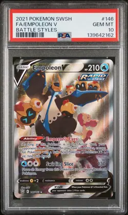 2021 POKEMON SWORD & SHIELD BATTLE STYLES #146 FULL ART/EMPOLEON V PSA 10 - Image 1