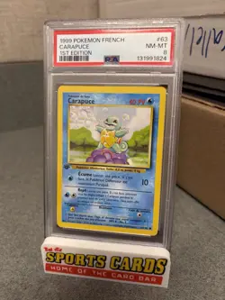 1999 Pokemon FRENCH 1st Edition Base Set Carapuce 63/102 PSA 8 - Squirtle - Image 1