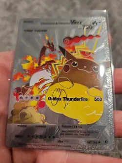 Charizard & Pikachu Vmax Silver Foil Fan Art Vinyl Collector Pokemon Card - Image 5