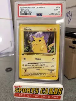 1999 POKEMON GERMAN 1ST First Edition #58 PIKACHU PSA 9 - Image 1