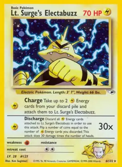 Lt. Surge's Electabuzz - 6/132 - Pokemon Gym Heroes Unlimited Holo Rare WOTC NM - Image 1