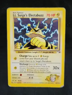 LT. SURGE'S ELECTABUZZ 6/132 Gym Heroes Holo Pokemon Card LP *READ* - Image 1