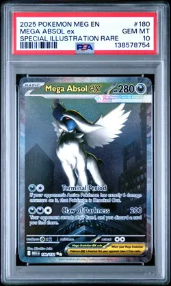 2025 POKEMON MEGA EVOLUTION SPECIAL ILLUSTRATION RARE #180 MEGA ABSOL EX PSA 10 - Image 1