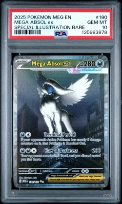 2025 POKEMON MEGA EVOLUTION SPECIAL ILLUSTRATION RARE #180 MEGA ABSOL EX PSA 10 - Image 1