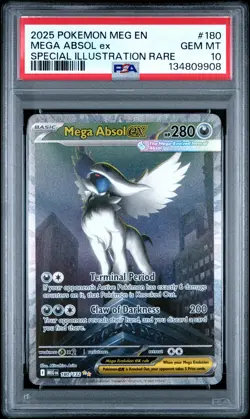 2025 POKEMON MEGA EVOLUTION SPECIAL ILLUSTRATION RARE #180 MEGA ABSOL EX PSA 10 - Image 1
