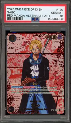 One Piece CCG Sabo Red Manga Alternate Art OP13-120 PSA 10 Gem Mint - Image 1