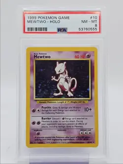 MEWTWO 1999 POKEMON GAME BASE SET HOLO RARE 10/102 PSA 8 Q0004 - Image 1