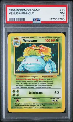 1999 Pokemon Game Venusaur Holo #15 PSA 7 Near Mint - Image 1