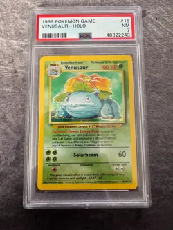 1999 Venusaur Base Set Rare Holo Pokemon #15 PSA 7 NM 15/102 - Image 1