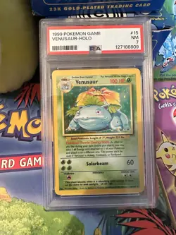 1999 Pokemon Base Set Venusaur Holo Rare PSA 7, 15/102, NM Condition - Image 1