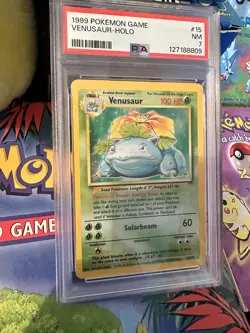 1999 Pokemon Base Set Venusaur Holo Rare PSA 7, 15/102, NM Condition - Image 2