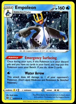 Pokemon TCG Empoleon 037/172 2022 Brilliant Stars Cosmos Holo Promo Card - LP - Image 1