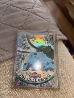 1999 Topps #01 Bulbasaur Rainbow Foil TV Pokemon Animation Series 1 Blue Logo NM - Image 1