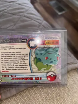 1999 Topps #01 Bulbasaur Rainbow Foil TV Pokemon Animation Series 1 Blue Logo NM - Image 5