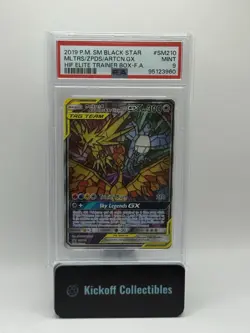 PSA 9 - 2019 Pokemon Hidden Fates MOLTRES ZAPDOS ARTICUNO GX #SM210 - Image 1