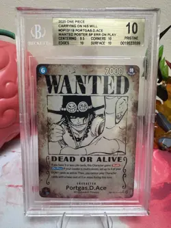 One Piece Carrying On His Will Portgas.D.Ace(Wanted Poster)*ERR* BGS 10 Pristine - Image 1