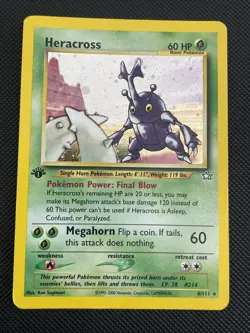 Heracross 6/111 Neo Genesis Holo 1st Edition Rare - Pokemon Card 2000 MP - Image 1