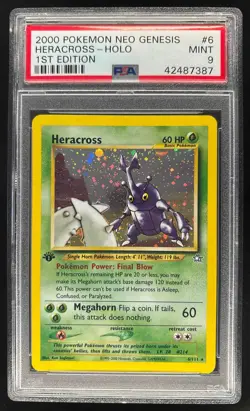 2000 Pokemon Neo Genesis 1st Edition #6/111 Heracross Holo PSA 9 - Image 1