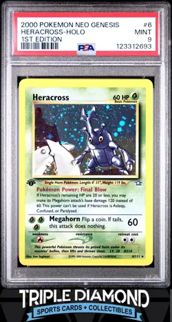 2000 Pokemon Neo Genesis #6/111 1st Edition Heracross Holo PSA 9 Mint FDP55 - Image 1