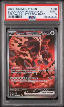 Pokemon TCG Bloodmoon Ursaluna EX Prismatic Evolutions Holo Card 168/131 PSA 9 - Image 1