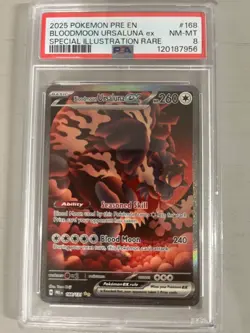 Pokemon TCG Bloodmoon Ursaluna EX Prismatic Evolutions Card 168/131 PSA 8 - Image 1
