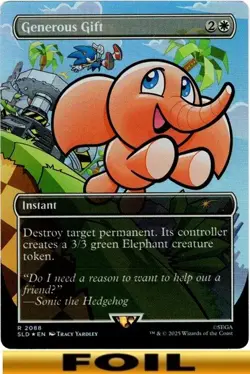 Generous Gift ** FOIL BORDERLESS #2088 ** Sonic Secret Lair - NM MTG - Image 1