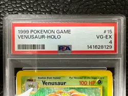 1999 Pokemon Game Base Set Venusaur Holo #15 PSA VG-EX 4 - Image 3