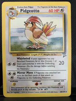Pidgeotto 28/130 Base Set 2 Unlimited Rare Vintage WOTC Pokemon TCG Sugimori - Image 1