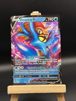 Omastar V 035/195 Silver Tempest Ultra Rare Holo Pokemon TCG Card NM Foil 035/19 - Image 1