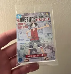 One Piece Monkey D. Luffy US College Basketball Card PROMO SEALED IN HAND!!! - Image 1