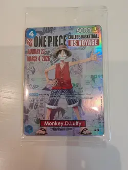 One Piece Monkey D. Luffy US College Basketball SEALED Promo - Image 1