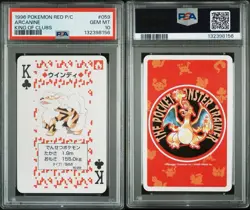 Arcanine Pokemon Playing Card Poker Red King Clubs 1996 Nintendo Japanese PSA 10 - Image 3