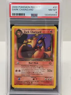 2000 Pokemon Rocket Non Holo Dark Charizard PSA 8 NM-MT - Image 1