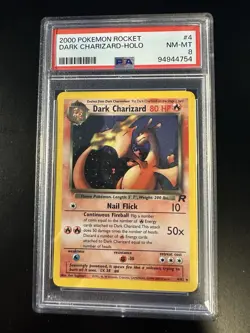 2000 Pokemon Rocket DARK CHARIZARD Holo 4/82 PSA 8 NM-MT - Image 1