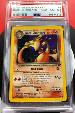 2000 POKEMON Dark Charizard 4/82 Team Rocket Holo *SWIRL* PSA 8 NM-MT - Image 1