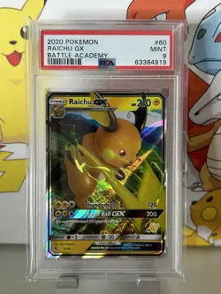 🔹PSA 9 MINT🔹Raichu GX 20/68🔸Battle Academy Hidden Fates 2020 Pokemon Card - Image 1