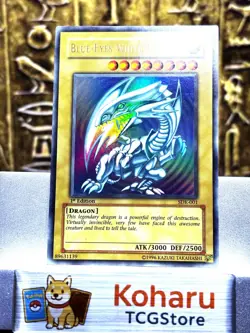 Yugioh Blue Eyes White Dragon Ultra Rare SDK-001 1st Vintage Faded - Image 1