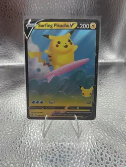 Pokemon Surfing Pikachu V Celebrations 008/025 Ultra Rare Holo 200 HP Surf Card - Image 1