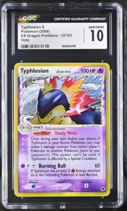 CGC 10 GEM MINT Typhlosion 2006 EX Dragon Frontiers 12/101 Holo Pokemon Card - Image 1
