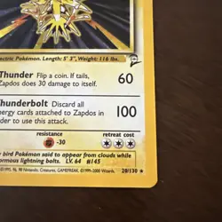 Pokemon TCG Zapdos Base Set Holo Unlimited Rare Card - 20/130 - Image 5