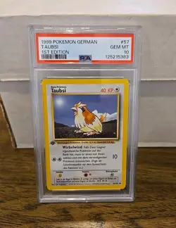 1999 Pokemon German 1st Edition Taubsi Pidgey #57 PSA 10 Gem - Image 1
